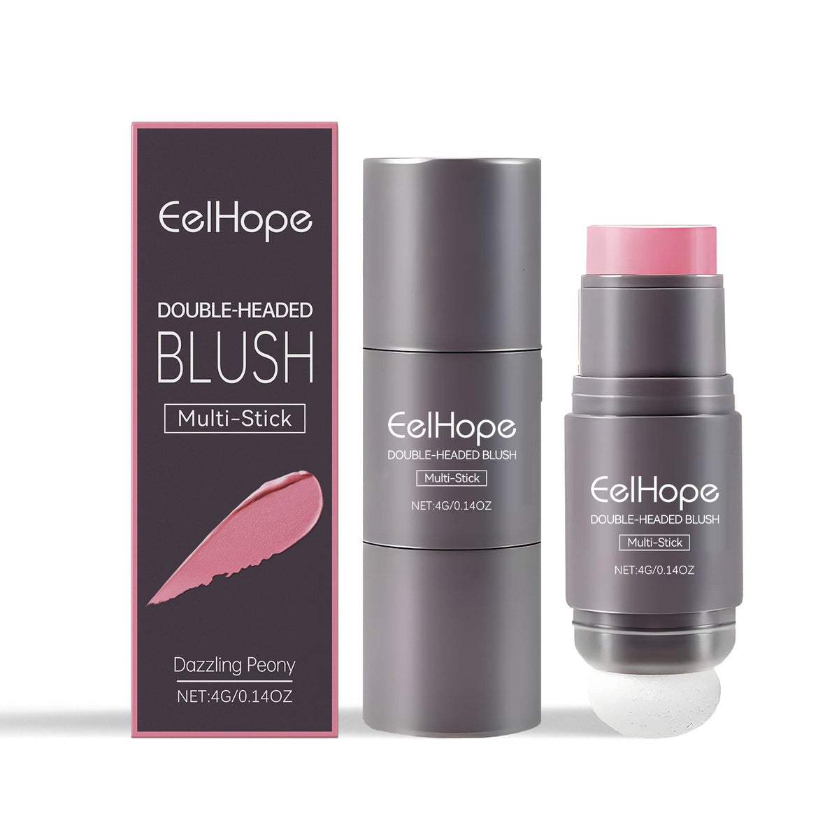 Rubor de Doble Extremo Eelhope Multiusos, Maquillaje Desnudo de Larga Duración