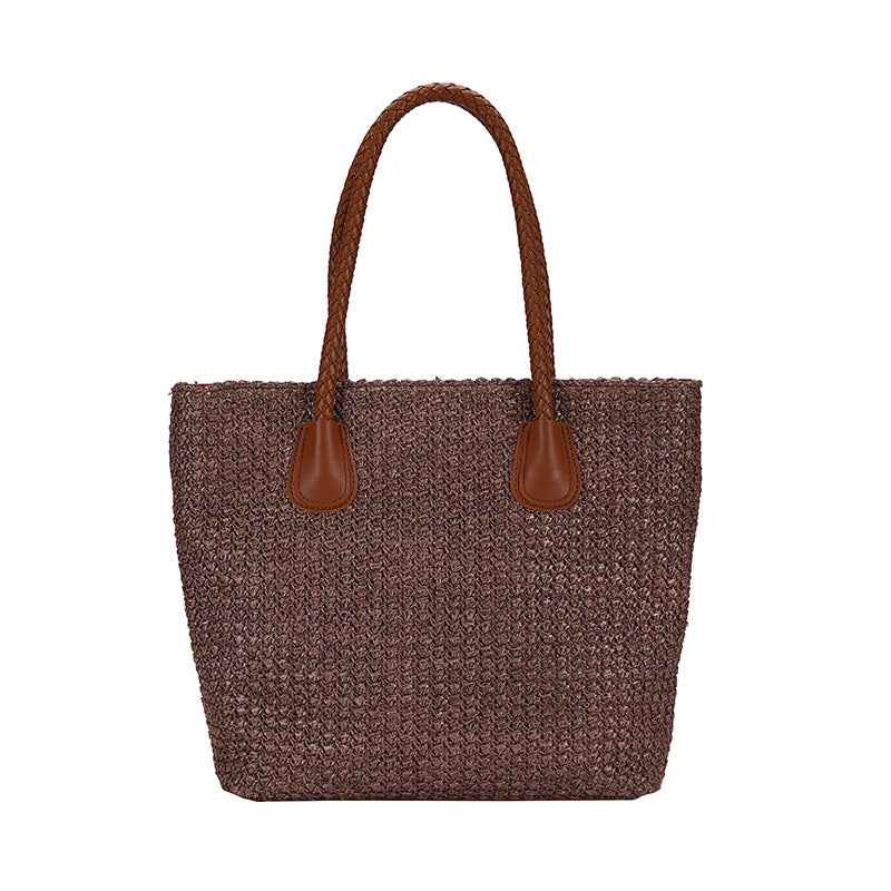Bolso de Paja Tejida Estilo Europeo y Americano, Bolso Cesta de Playa para Viaje