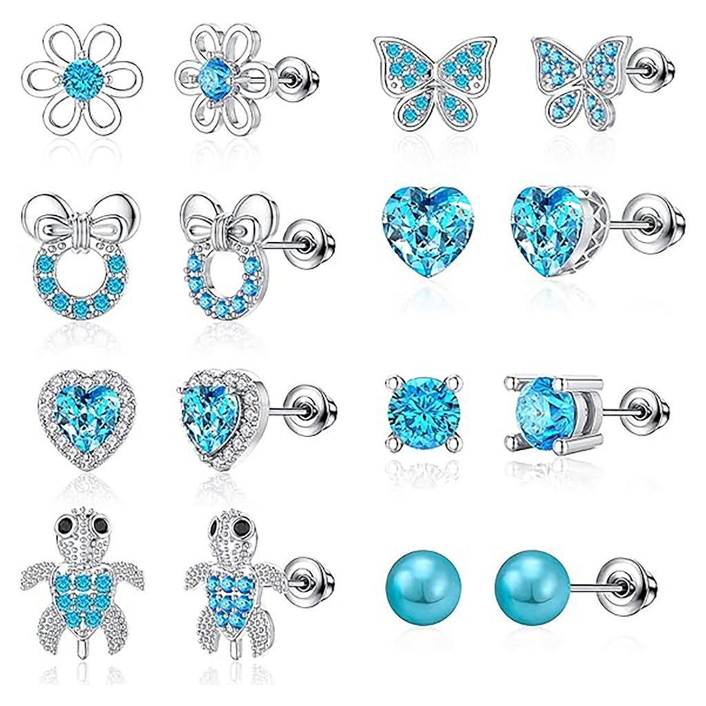 Hot Pearl Butterfly Love Flower Bow Knot Ear Pin Jewelry 8-piece Set