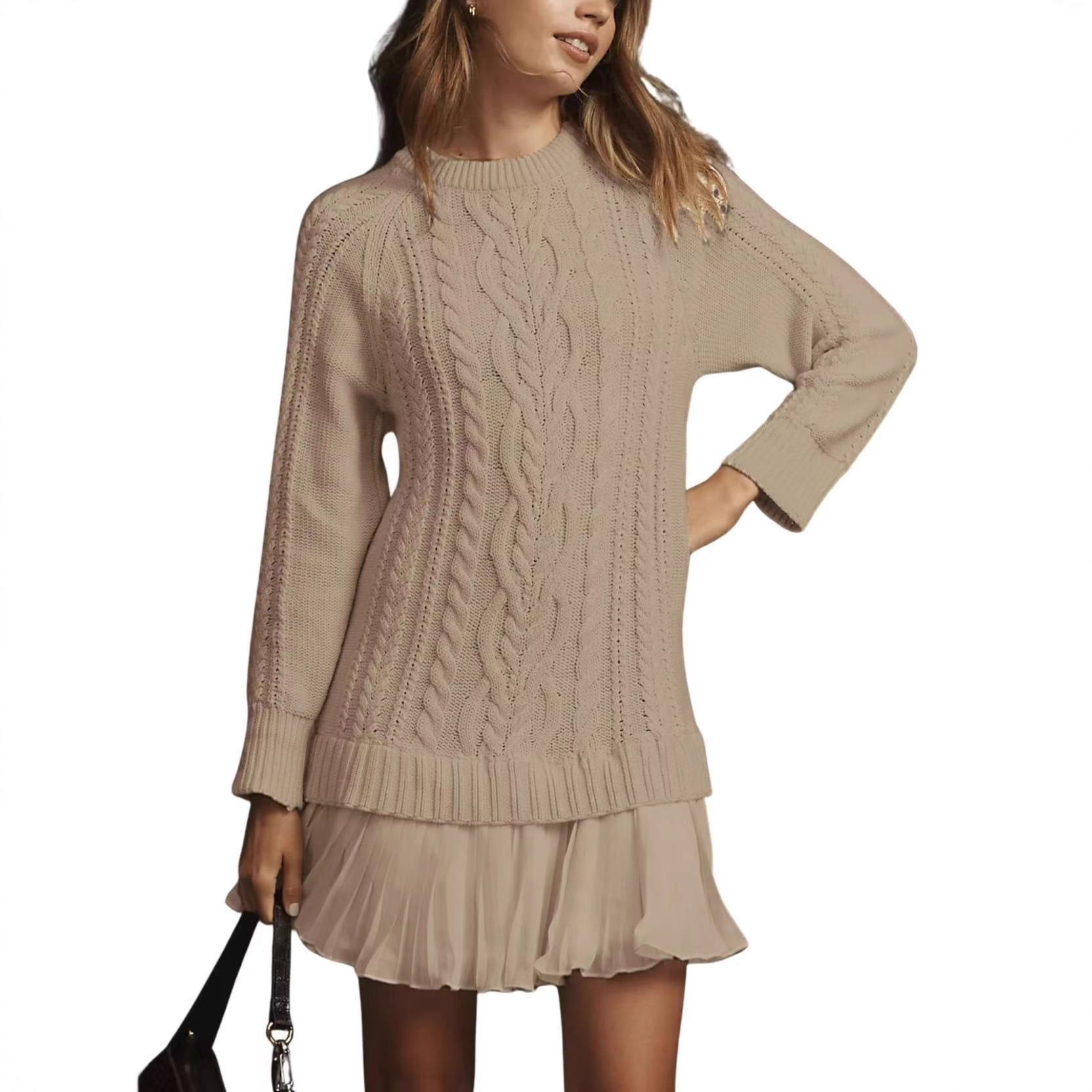 Comfortable Casual Fashion Knit Sweater with Cable Pattern for Women