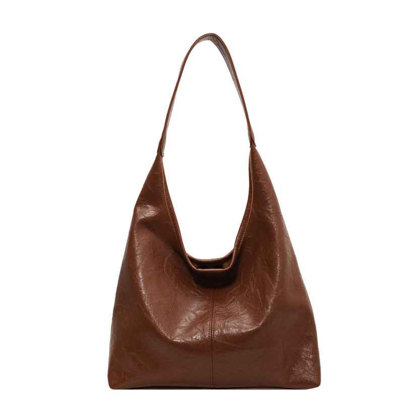 Bolso de Piel PU Suave Vintage Rojo Vino, Bolso de Hombro Grande para Mujer