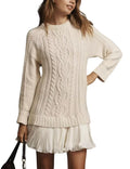 Comfortable Casual Fashion Knit Sweater with Cable Pattern for Women
