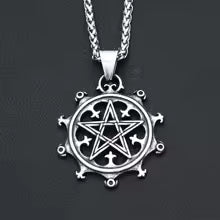 Collar con Colgante de Sol/Pentagrama en Acero Inoxidable (Unisex)