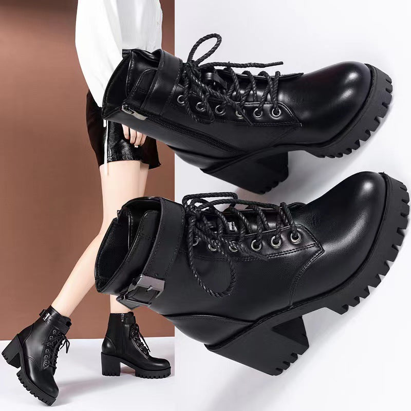 Botas Martín de Mujeres con Hebilla y Suela Gruesa - Elegancia y Estilo