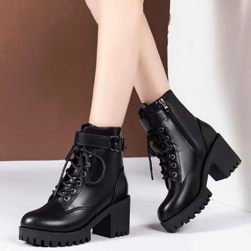 Botas Martín de Mujeres con Hebilla y Suela Gruesa - Elegancia y Estilo