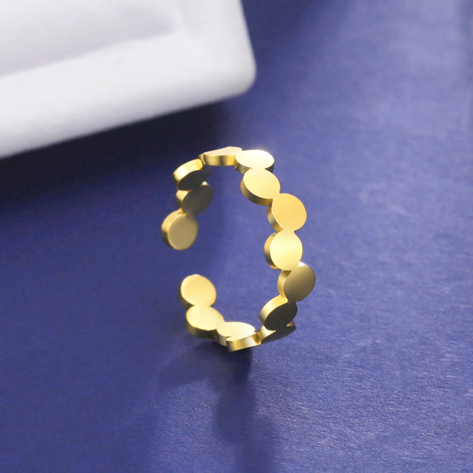 Geometric round Open Ring Stainless Steel Adjustable Finger Rings Minimalist Jewelry New Year Valentine Gift for Women