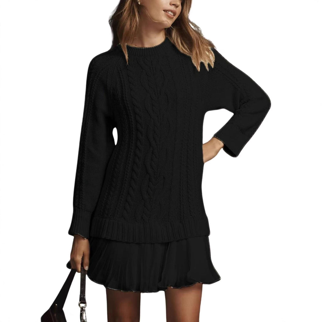 Comfortable Casual Fashion Knit Sweater with Cable Pattern for Women