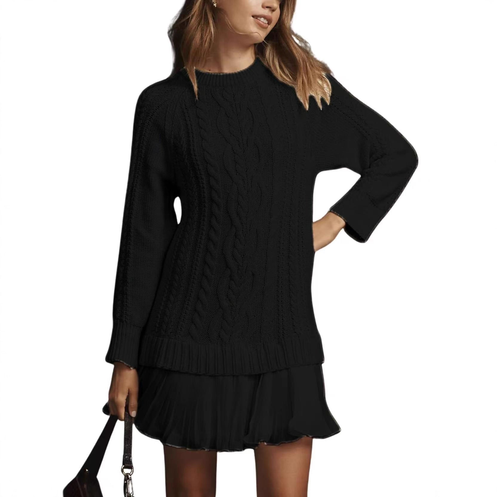 Comfortable Casual Fashion Knit Sweater with Cable Pattern for Women