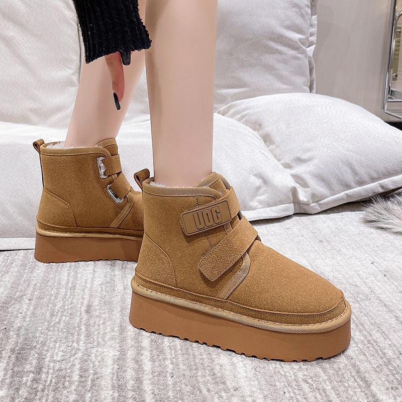 Botas de Nieve de Suela Gruesa y Forro de Piel Sintética para Mujeres