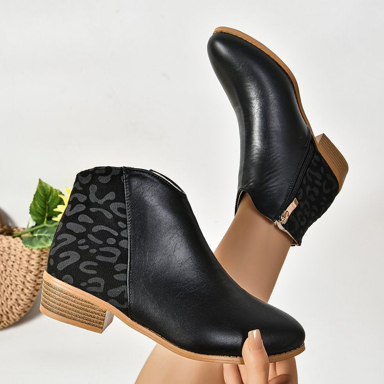 Botas Martin de tacón grueso y punta afilada para mujer - Estilo británico con terciopelo