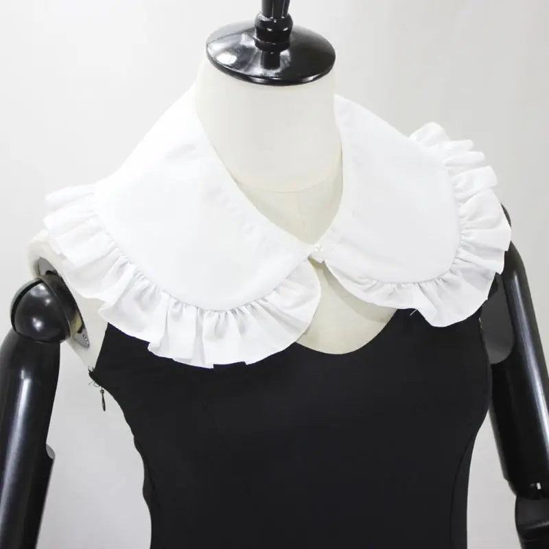 Royal Style Cotton Fake Collar Shawl Wrap Hollow Out Floral Lace Ruffled Trim Necklace Pointed Lapel Blouse Dropshipping