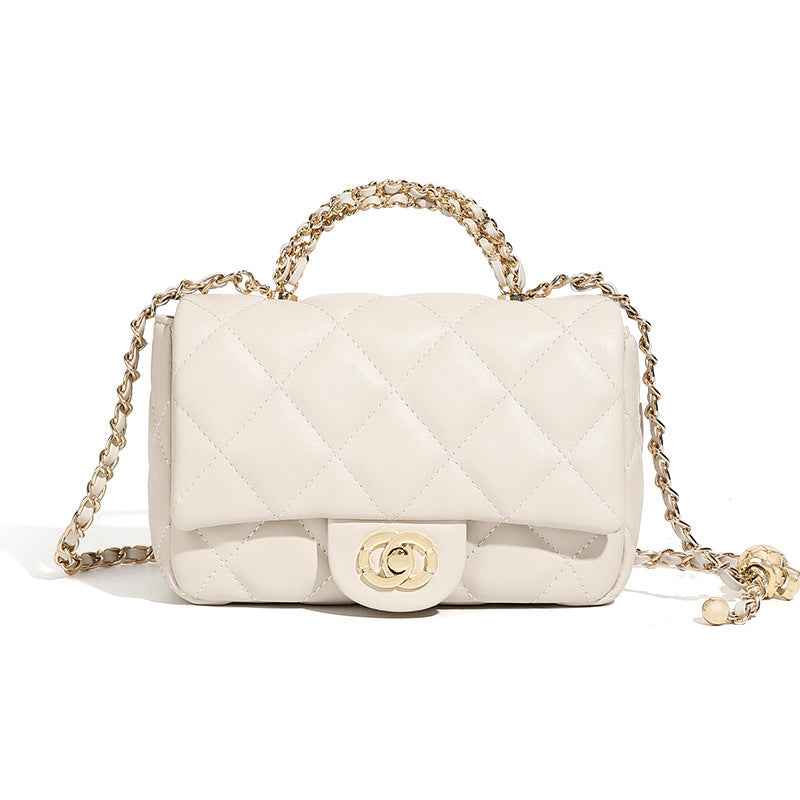 Bolso de Mano con Cadena Metálica y Diseño de Rombos