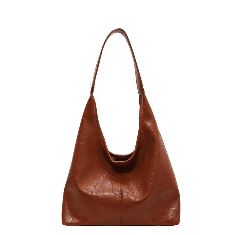 Bolso de Piel PU Suave Vintage Rojo Vino, Bolso de Hombro Grande para Mujer
