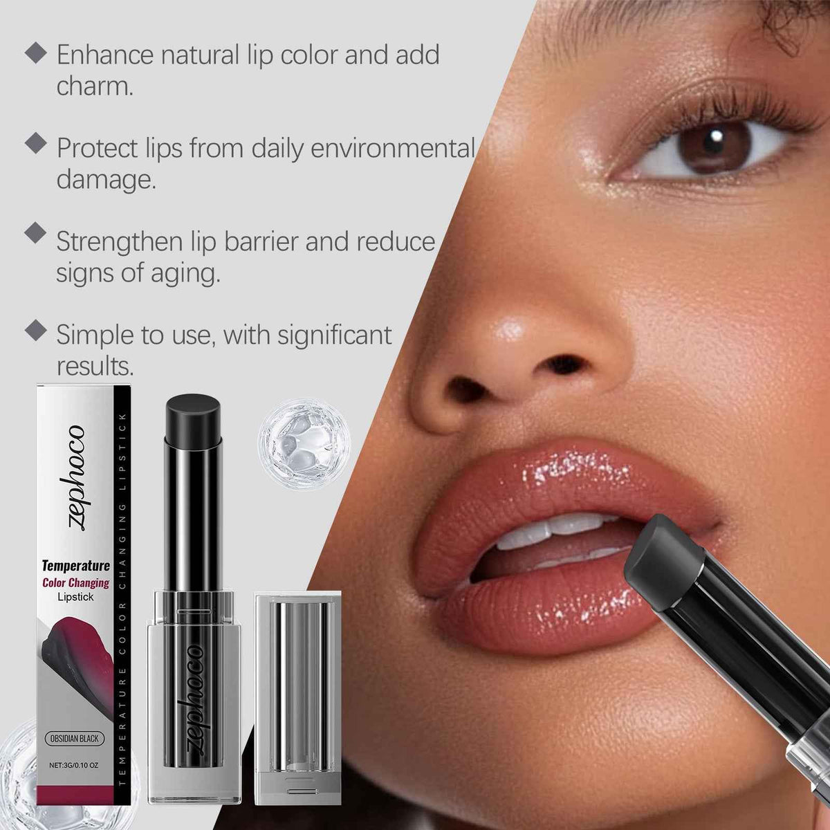Bálsamo Labial Obsidiana Zephoco Calentador, Reductor de Líneas e Hidratante