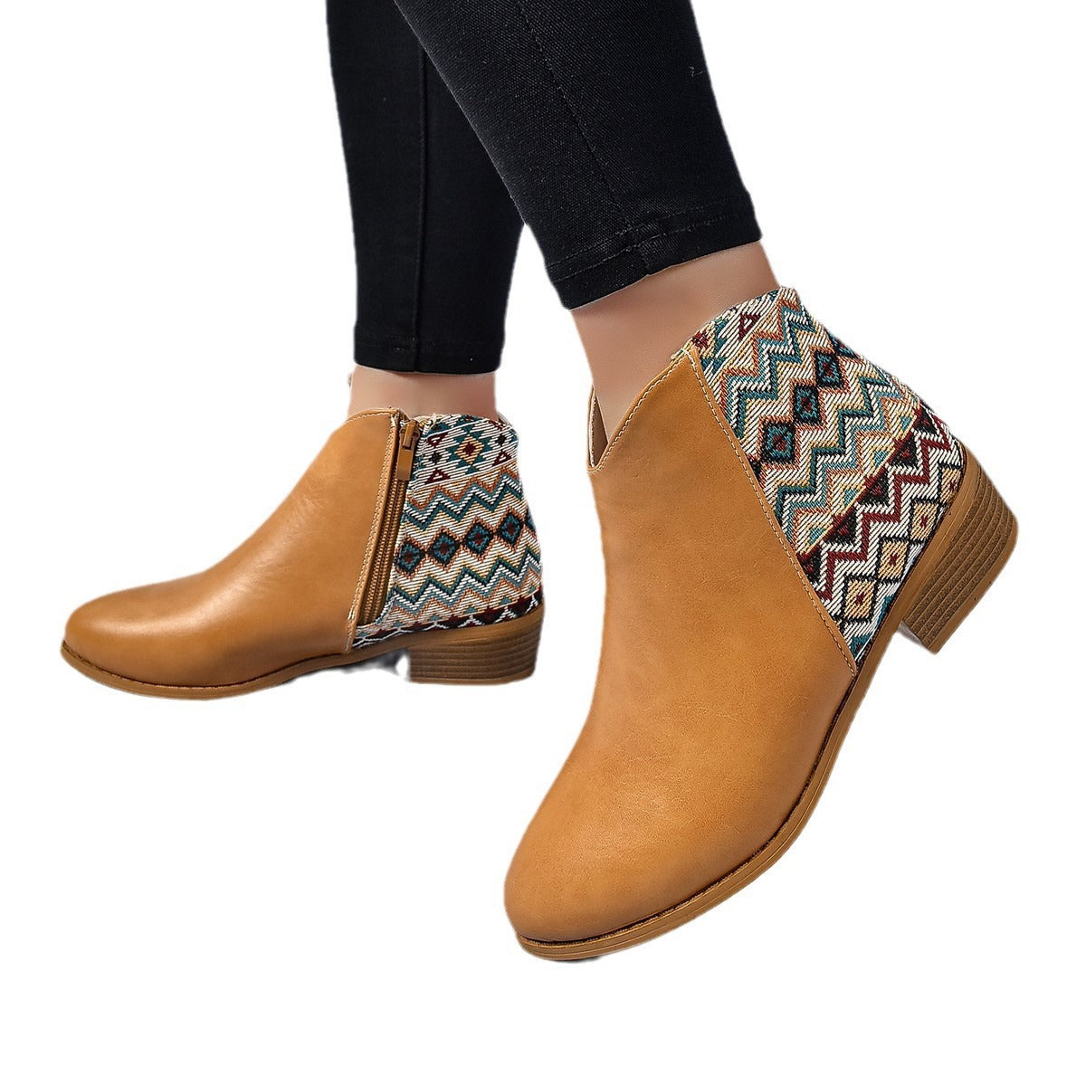 Botas Martin de tacón grueso y punta afilada para mujer - Estilo británico con terciopelo