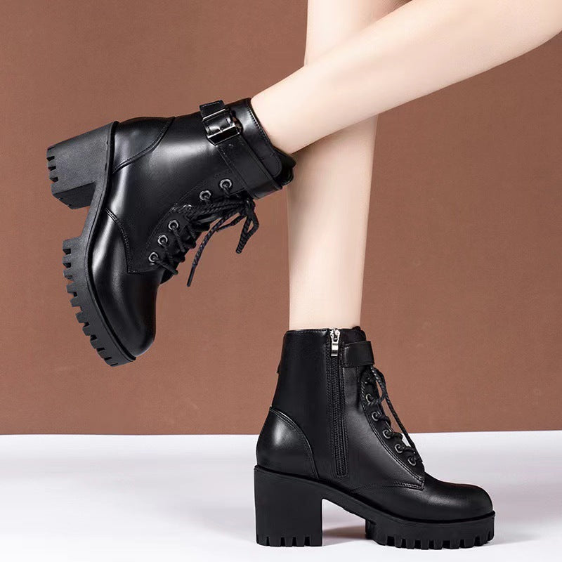 Botas Martín de Mujeres con Hebilla y Suela Gruesa - Elegancia y Estilo