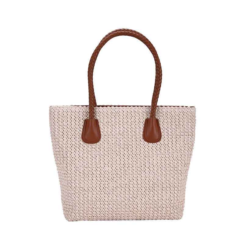 Bolso de Paja Tejida Estilo Europeo y Americano, Bolso Cesta de Playa para Viaje