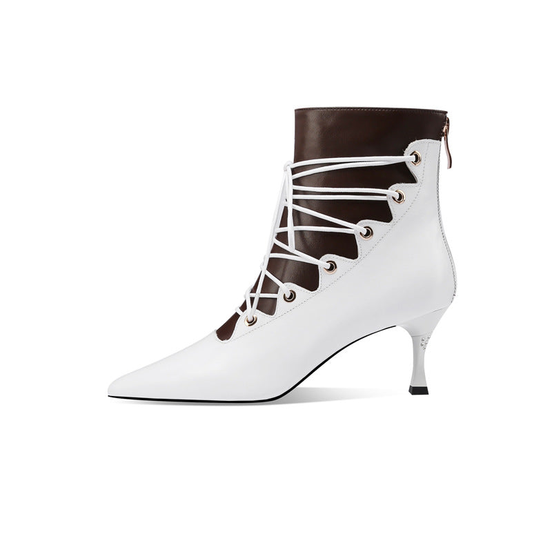 Botas Cortas de Tacón delgado con Correa Estilo Británico para Mujer