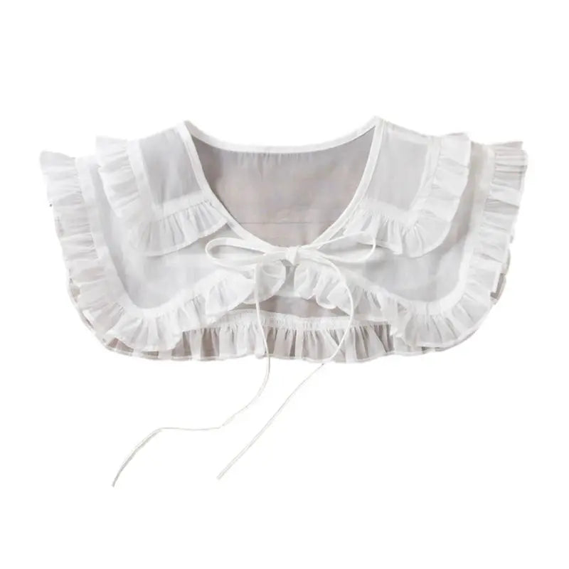 Royal Style Cotton Fake Collar Shawl Wrap Hollow Out Floral Lace Ruffled Trim Necklace Pointed Lapel Blouse Dropshipping