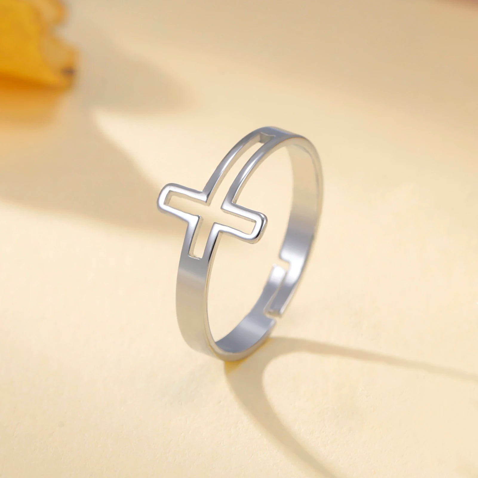 2026 Trend Cross Ring Gold Color Open Finger Rings for Women Christian Jesus Stainless Steel Jewelry Friends Gifts New