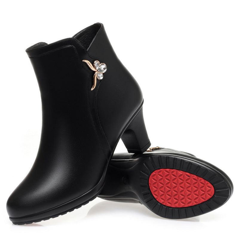 Botas Cortas de Negocios para Mujeres - Tacón Medio y Antideslizante