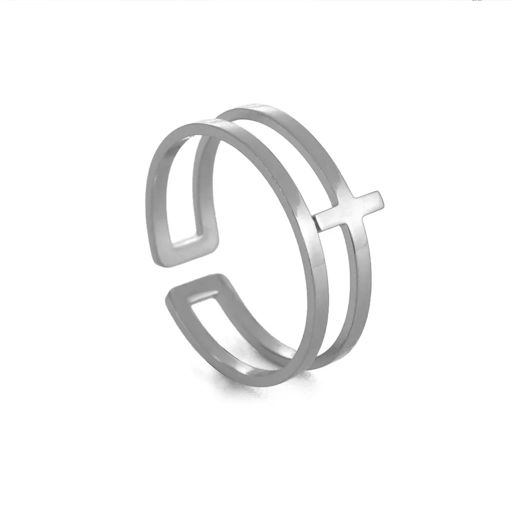 2026 Trend Cross Ring Gold Color Open Finger Rings for Women Christian Jesus Stainless Steel Jewelry Friends Gifts New