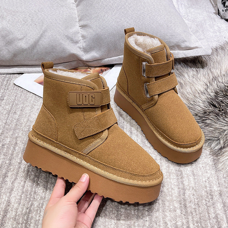 Botas de Nieve de Suela Gruesa y Forro de Piel Sintética para Mujeres