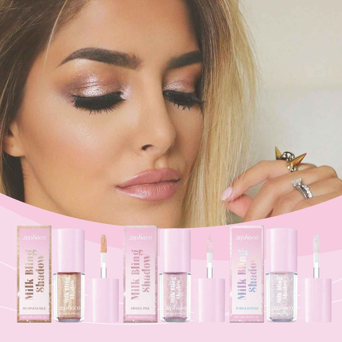 Sombra Líquida Perla Zephoco, Natural de Larga Duración para Maquillaje de Fiesta