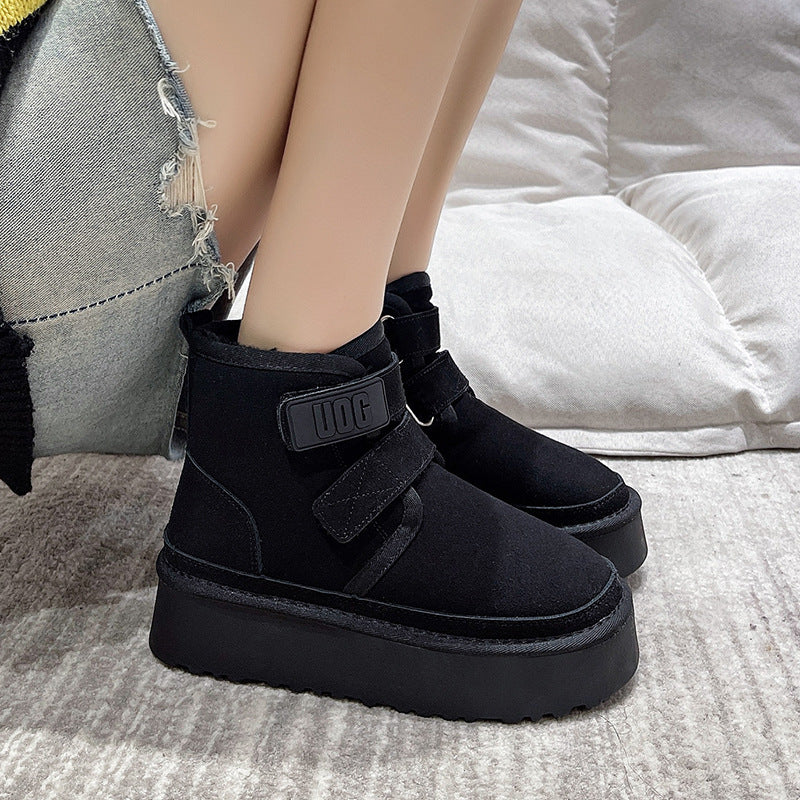 Botas de Nieve de Suela Gruesa y Forro de Piel Sintética para Mujeres