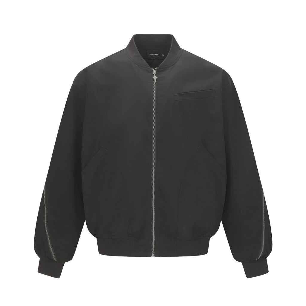 Solid Color Long Sleeve Baseball Collar Loose Fit Jacket for Men