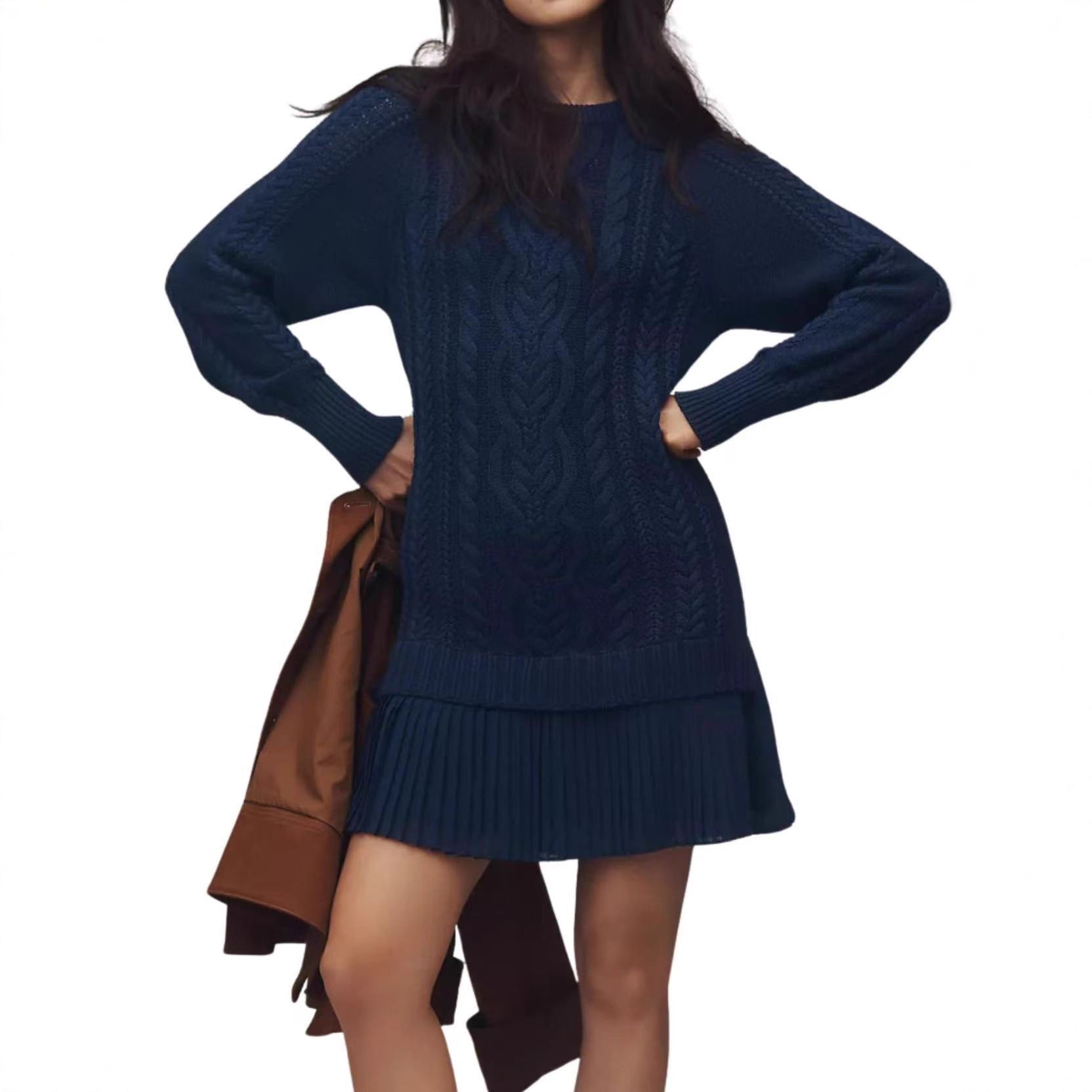 Comfortable Casual Fashion Knit Sweater with Cable Pattern for Women