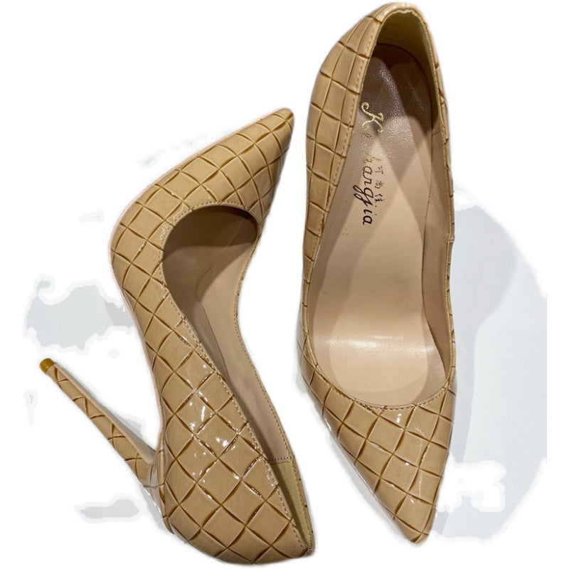 Tacones Altos Elegantes con Diseño Tejido para Otoño e Invierno 12cm/10cm
