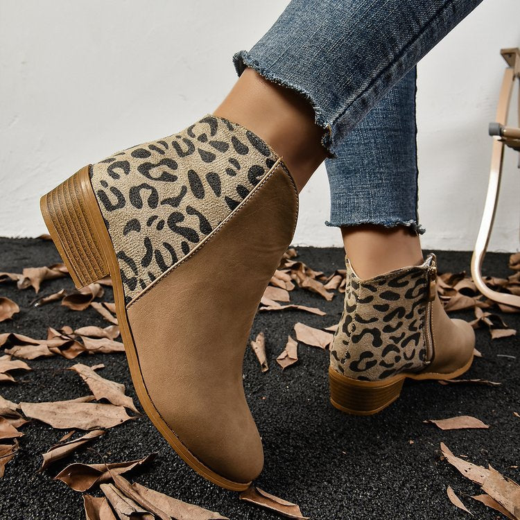 Botas Martin de tacón grueso y punta afilada para mujer - Estilo británico con terciopelo