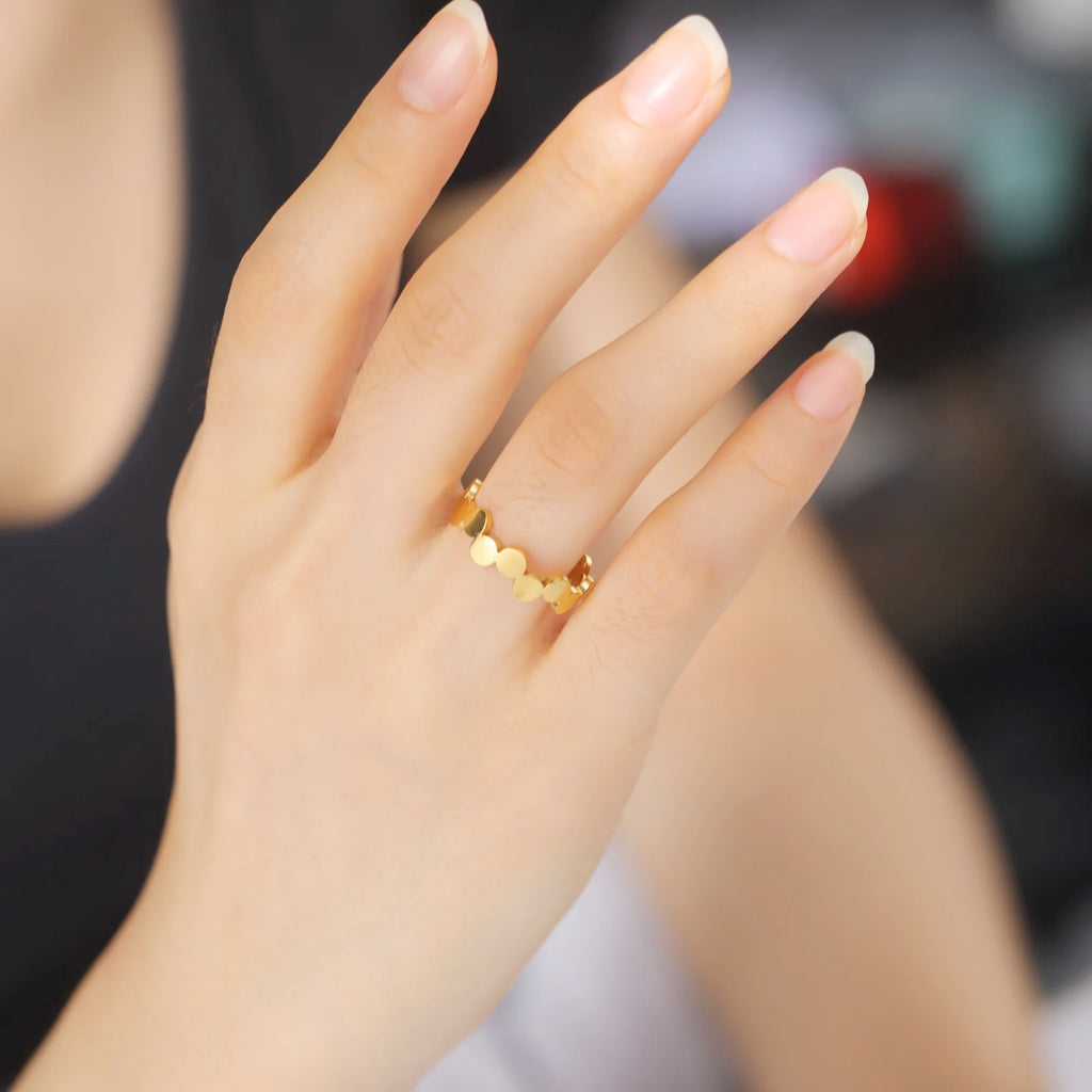 Geometric round Open Ring Stainless Steel Adjustable Finger Rings Minimalist Jewelry New Year Valentine Gift for Women
