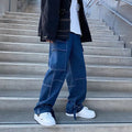 Men Jeans Wide Leg Denim Pants Loose Straight Baggy Men'S Jeans Hip Hop Streetwear Skateboard Neutral Denim Trousers Cargo Jeans