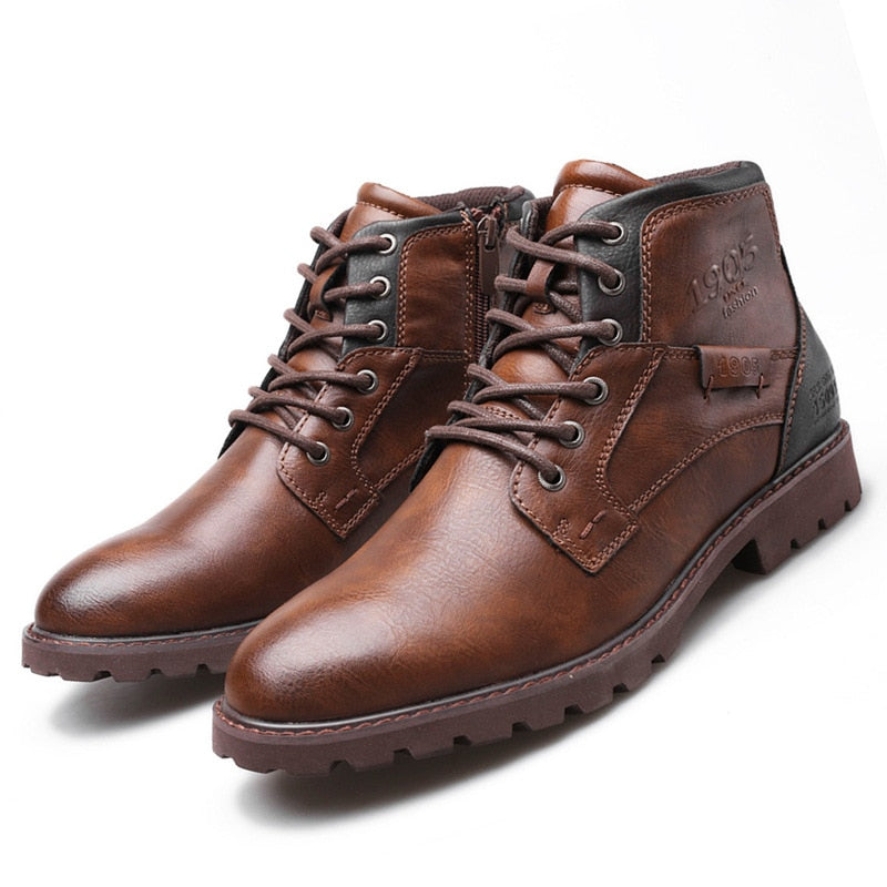 Botas Hombre Retro Estilo Vintage — Tobílleras con Cordones