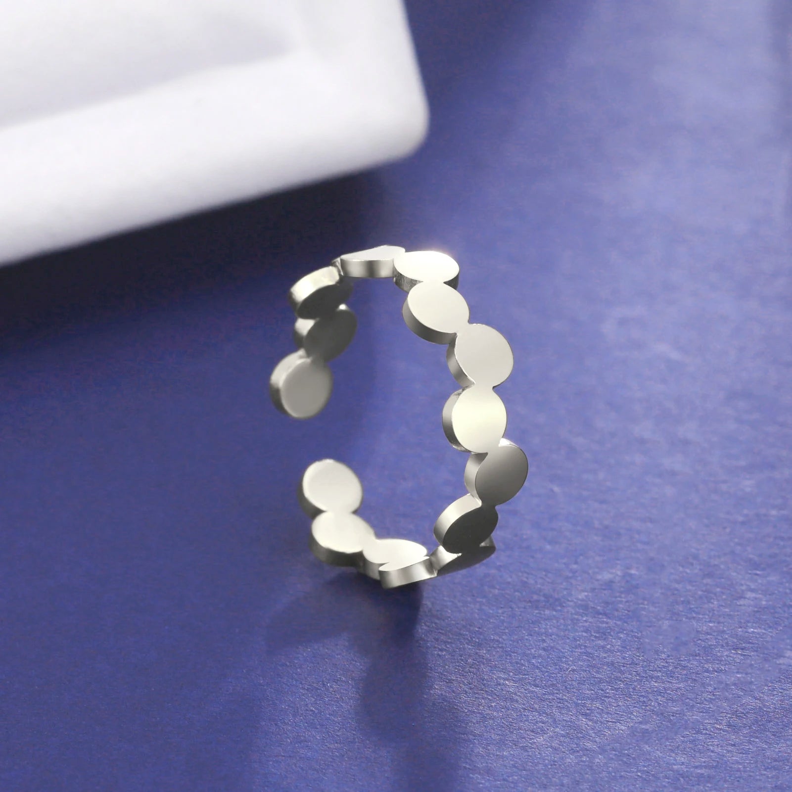 Geometric round Open Ring Stainless Steel Adjustable Finger Rings Minimalist Jewelry New Year Valentine Gift for Women