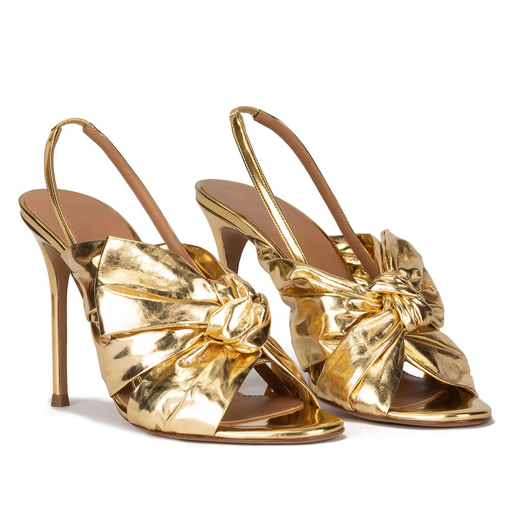 Sandalias de Tacón Alto para Mujeres Curvy con Lazo Sexy - Moda Plus Size