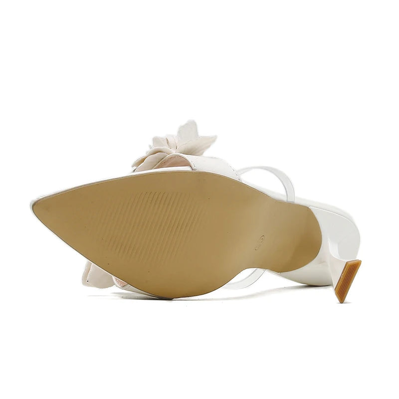 Sandalias Mujer PVC Transparente — Tacón Fino Floral