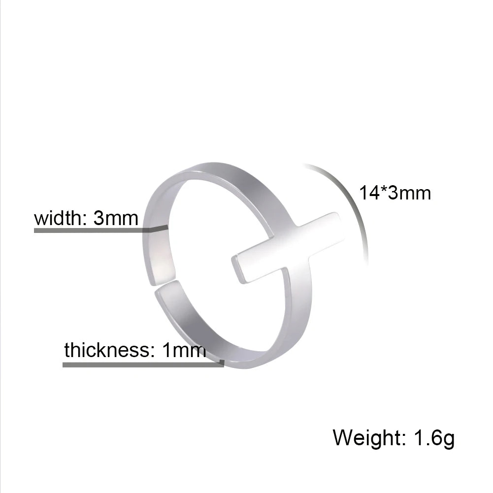 2026 Trend Cross Ring Gold Color Open Finger Rings for Women Christian Jesus Stainless Steel Jewelry Friends Gifts New