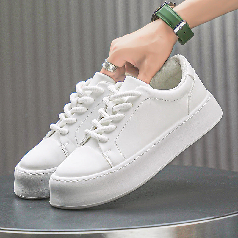 Zapatillas Hombre Blancas con Cordones — Suela Gruesa
