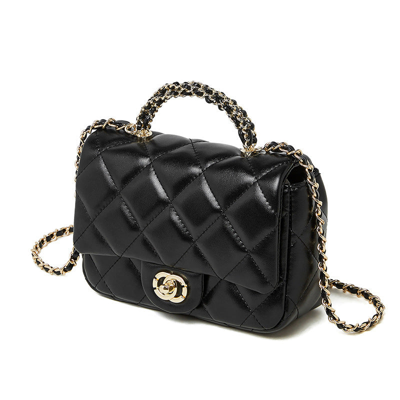 Bolso de Mano con Cadena Metálica y Diseño de Rombos