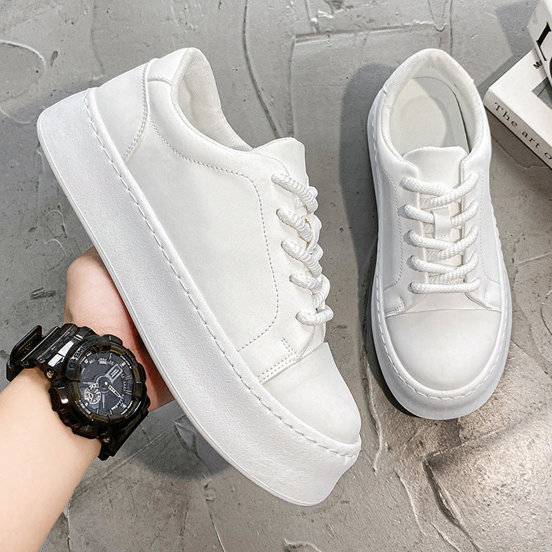 Zapatillas Hombre Blancas con Cordones — Suela Gruesa