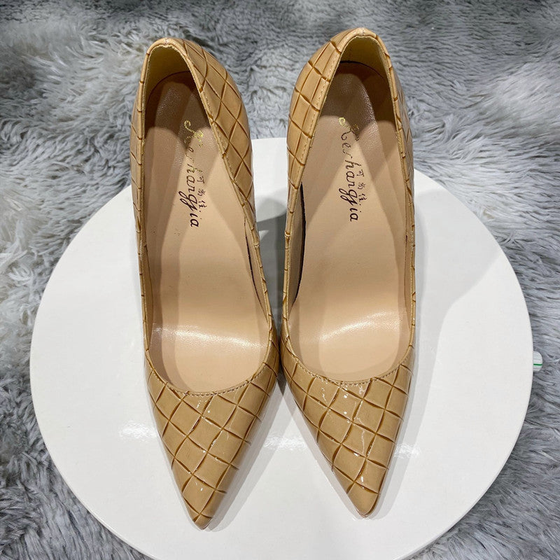 Tacones Altos Elegantes con Diseño Tejido para Otoño e Invierno 12cm/10cm