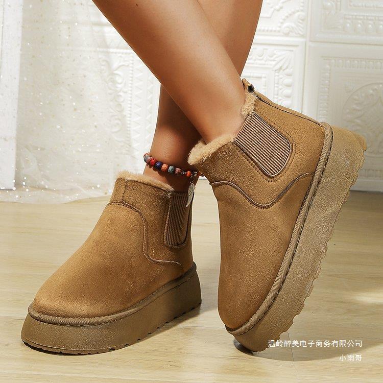 Botas de Invierno Mujeres Cortas de Pana Suave, Botas Chelsea con Forro de Piel