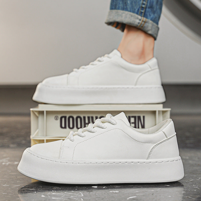 Zapatillas Hombre Blancas con Cordones — Suela Gruesa