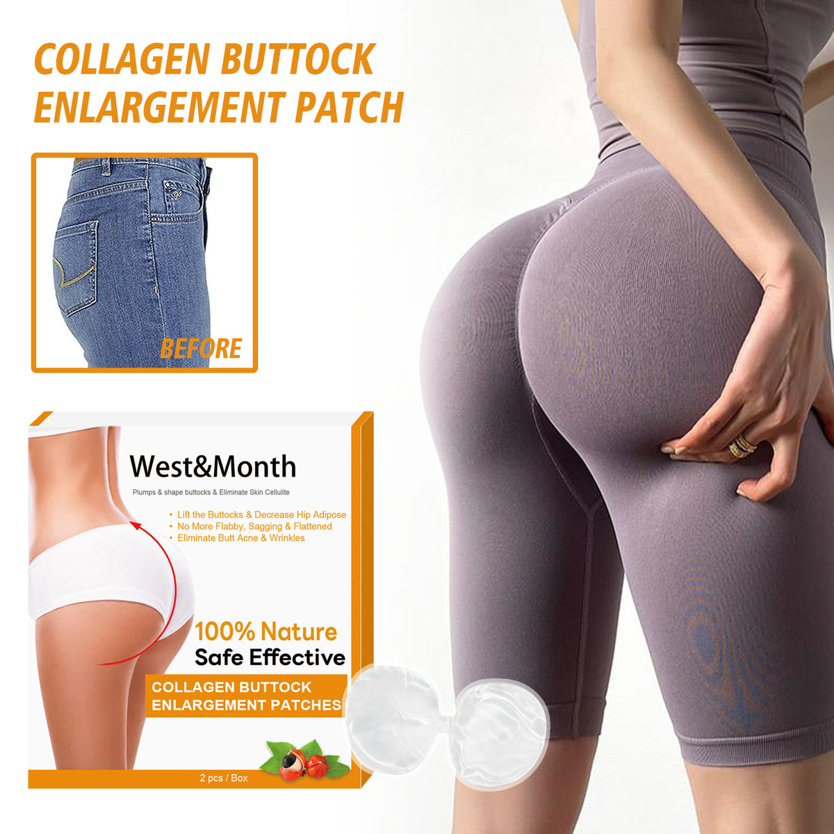 West&Month Lift para Glúteos y Firmante de Piel con Colágeno