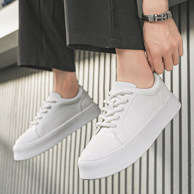 Zapatillas Hombre Blancas con Cordones — Suela Gruesa