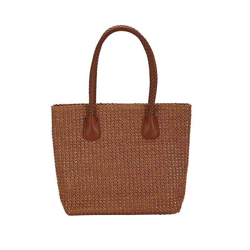 Bolso de Paja Tejida Estilo Europeo y Americano, Bolso Cesta de Playa para Viaje