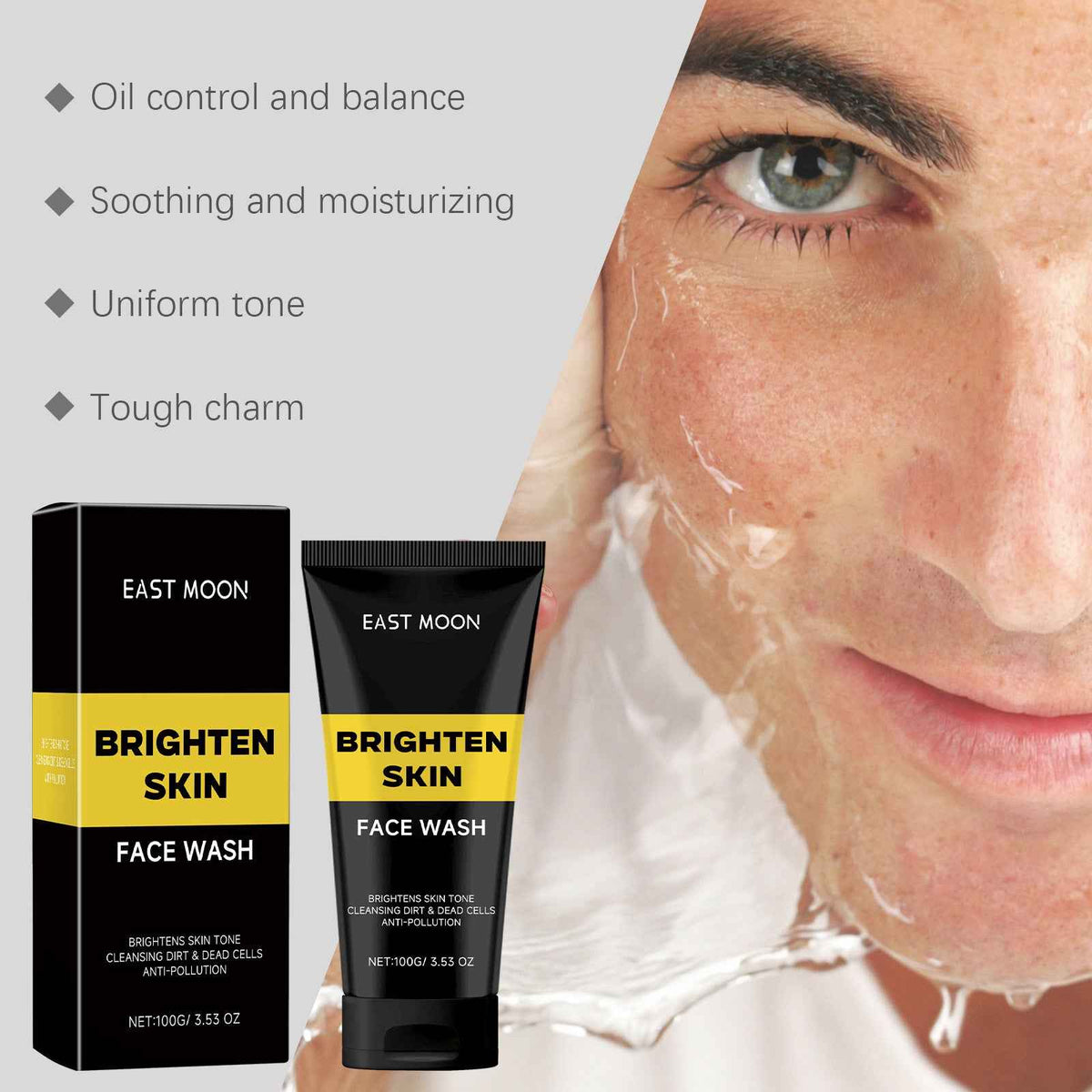 Limpiador Facial East Moon para Hombres, Espuma Suave con Limpieza Profunda